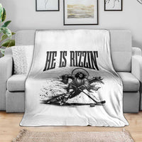 Funny Jesus Hockey Throw Blanket He Is Rizzin'