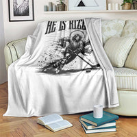 Funny Jesus Hockey Throw Blanket He Is Rizzin'
