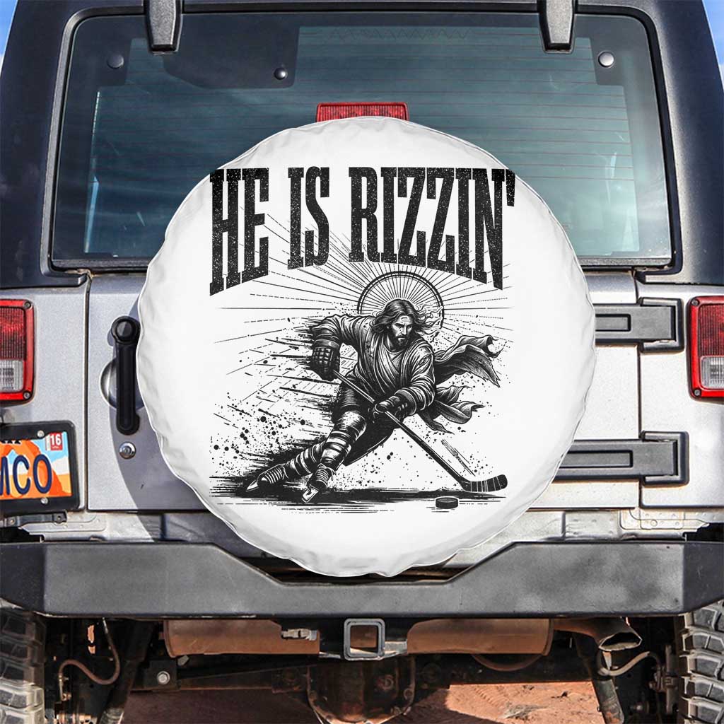Funny Jesus Hockey Spare Tire Cover He Is Rizzin'
