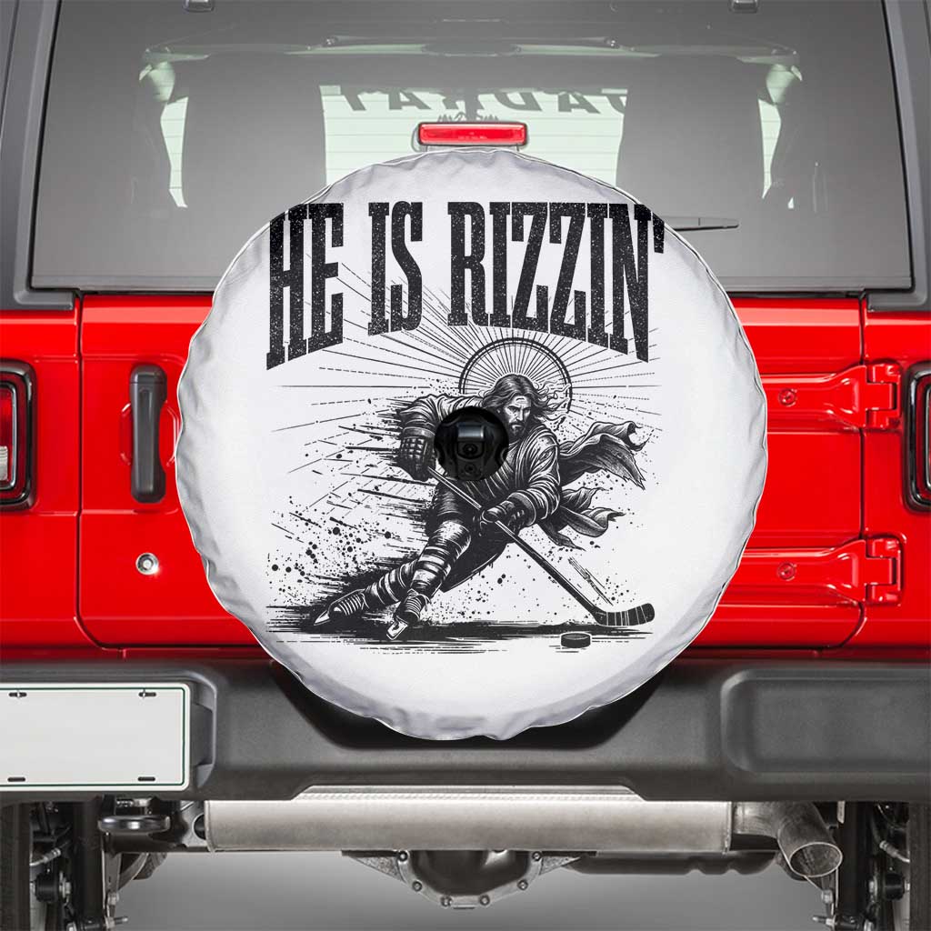 Funny Jesus Hockey Spare Tire Cover He Is Rizzin'