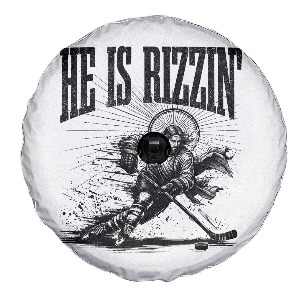 Funny Jesus Hockey Spare Tire Cover He Is Rizzin'