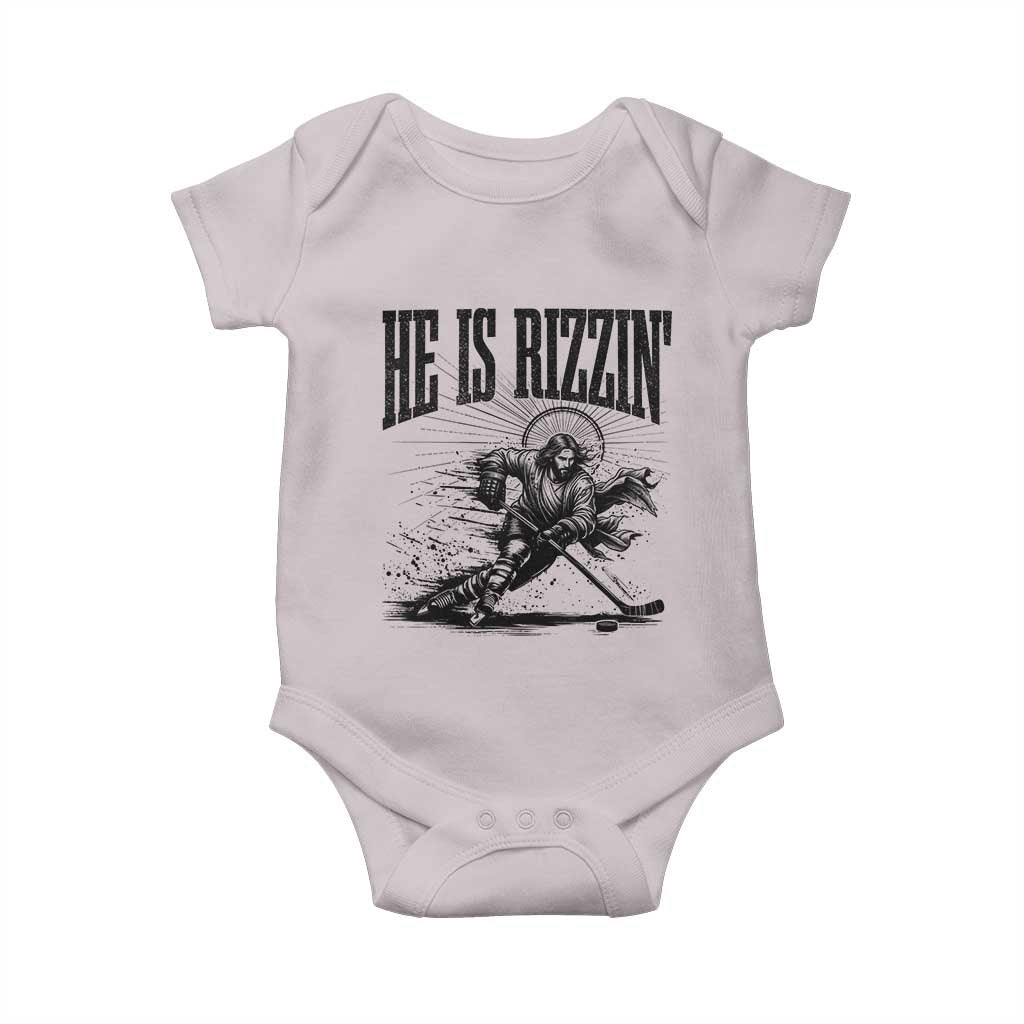 Funny Jesus Hockey Baby Onesie He Is Rizzin'