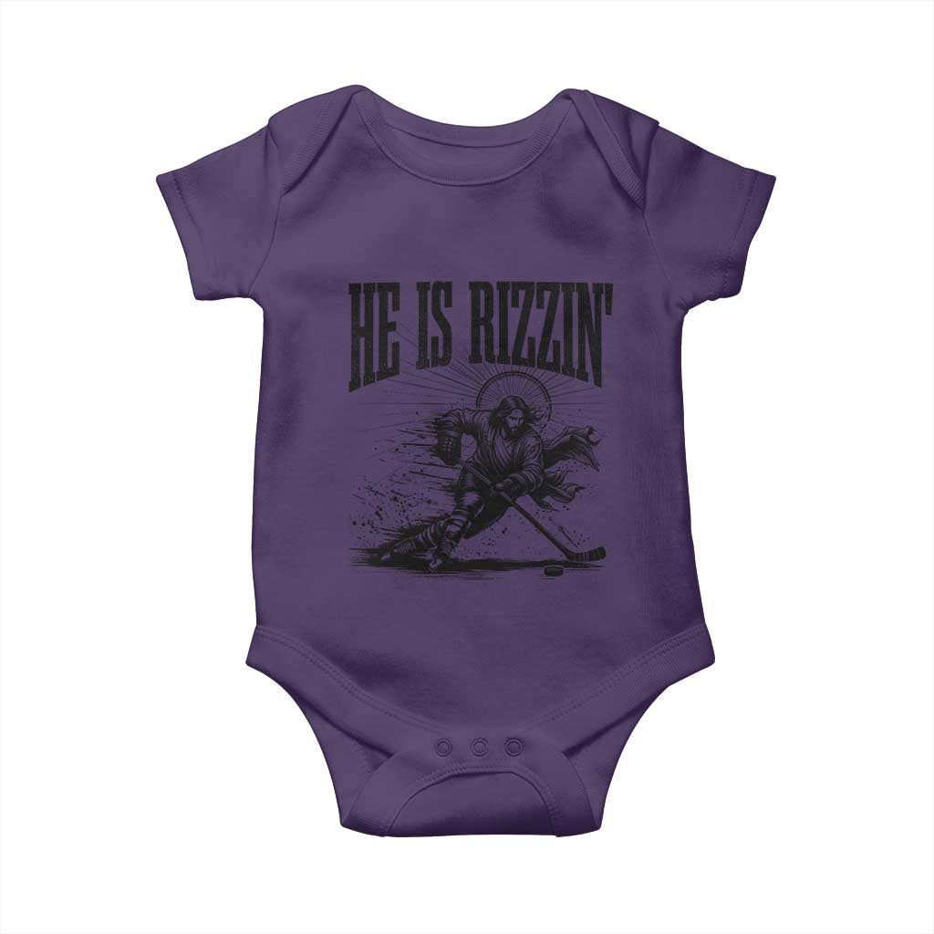 Funny Jesus Hockey Baby Onesie He Is Rizzin'