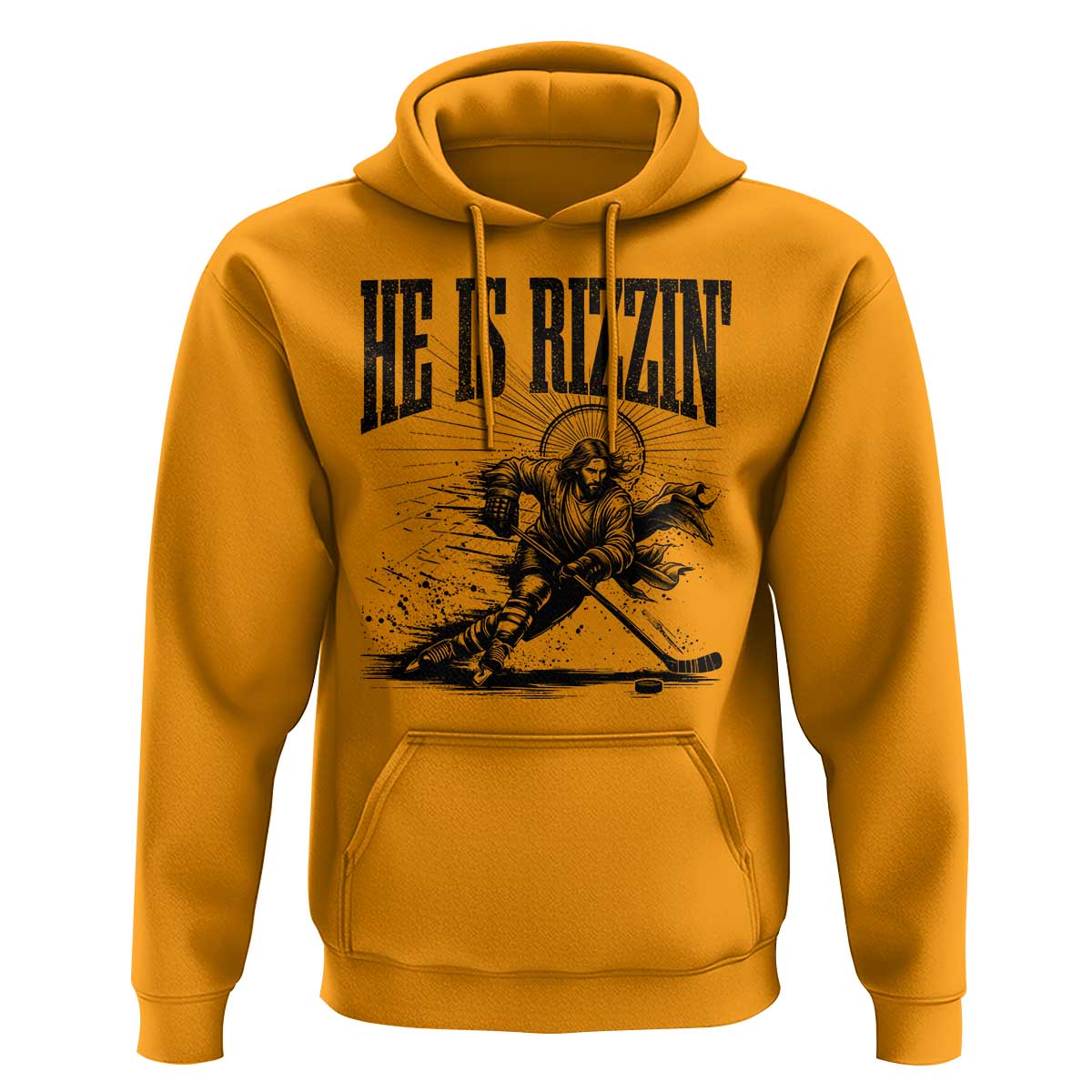 Funny Jesus Hockey Hoodie He Is Rizzin'