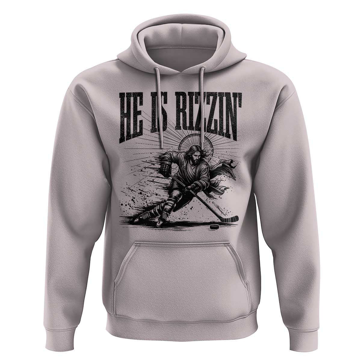 Funny Jesus Hockey Hoodie He Is Rizzin'