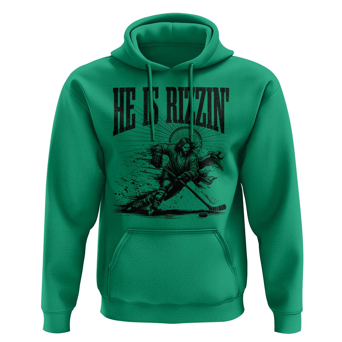 Funny Jesus Hockey Hoodie He Is Rizzin'
