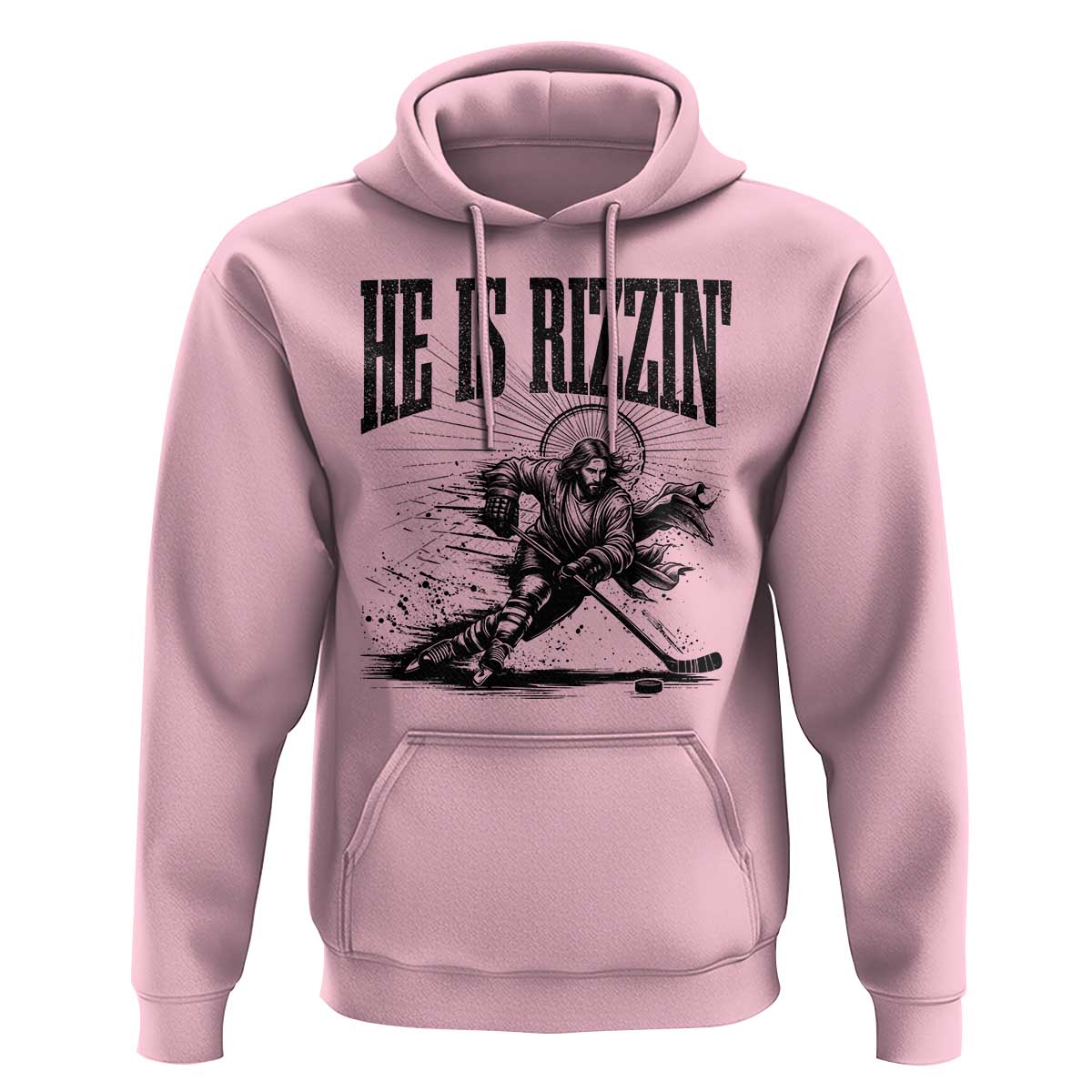 Funny Jesus Hockey Hoodie He Is Rizzin'