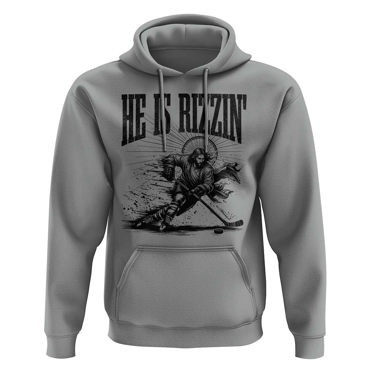 Funny Jesus Hockey Hoodie He Is Rizzin'