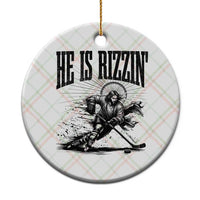 Funny Jesus Hockey Ceramic Ornament He Is Rizzin'