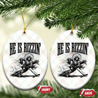 Funny Jesus Hockey Ceramic Ornament He Is Rizzin'