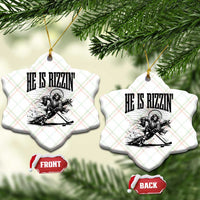 Funny Jesus Hockey Ceramic Ornament He Is Rizzin'