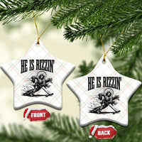 Funny Jesus Hockey Ceramic Ornament He Is Rizzin'