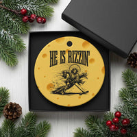 Funny Jesus Hockey Ceramic Ornament He Is Rizzin'