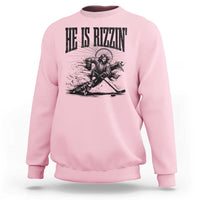 Funny Jesus Hockey Sweatshirt He Is Rizzin'