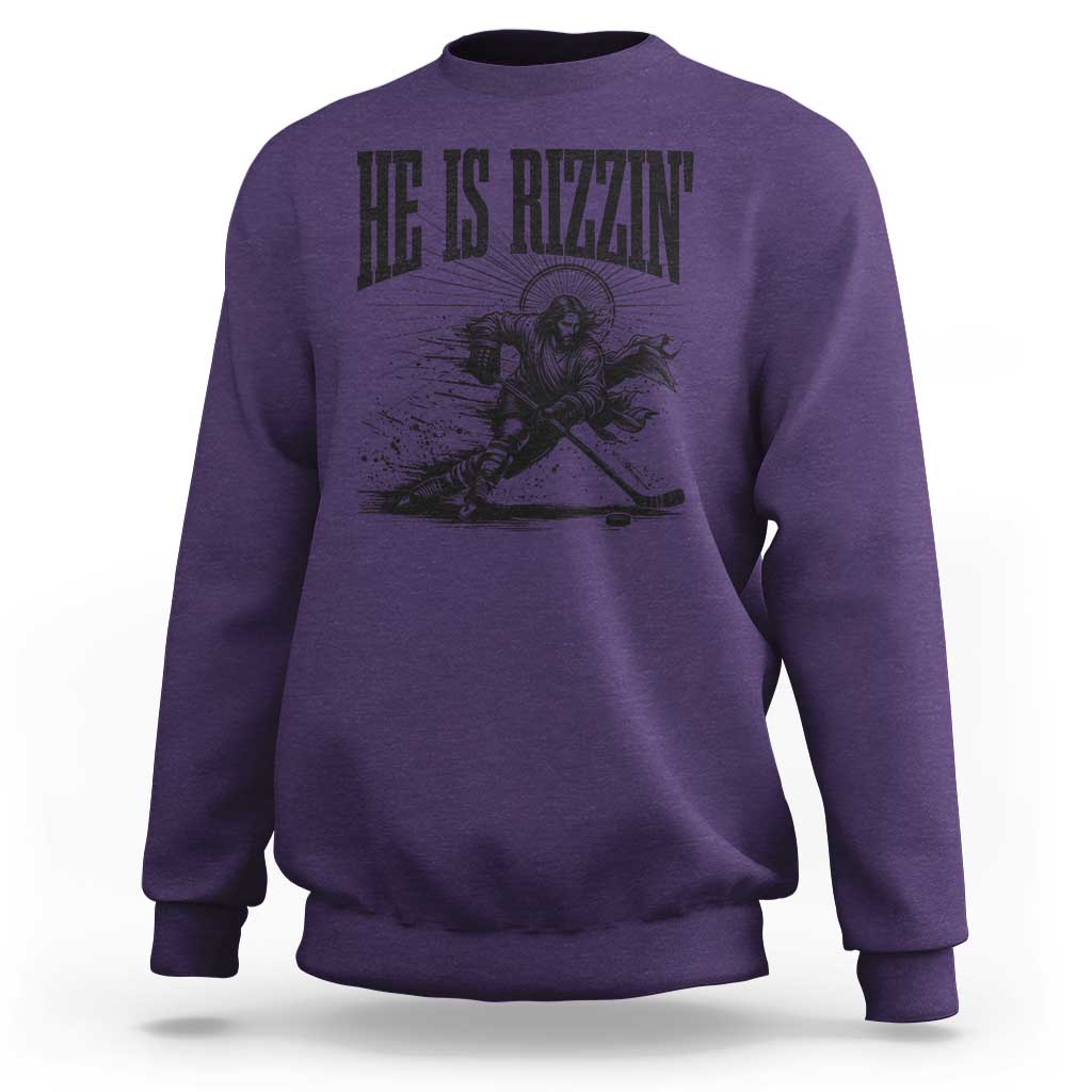 Funny Jesus Hockey Sweatshirt He Is Rizzin'
