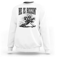 Funny Jesus Hockey Sweatshirt He Is Rizzin'
