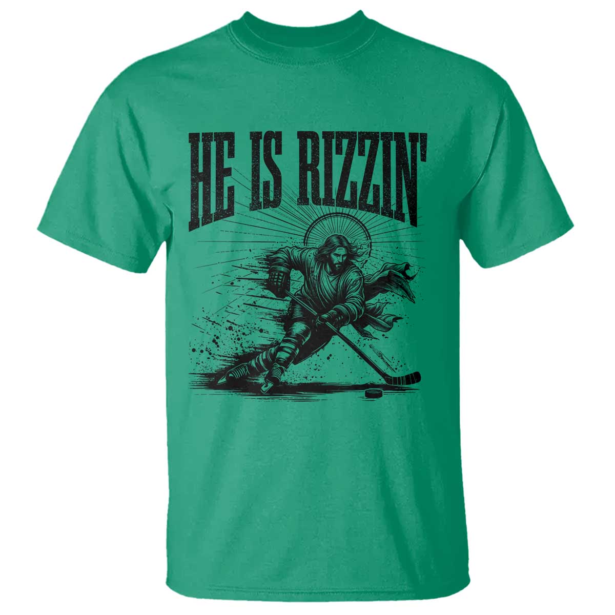 Funny Jesus Hockey T Shirt He Is Rizzin'