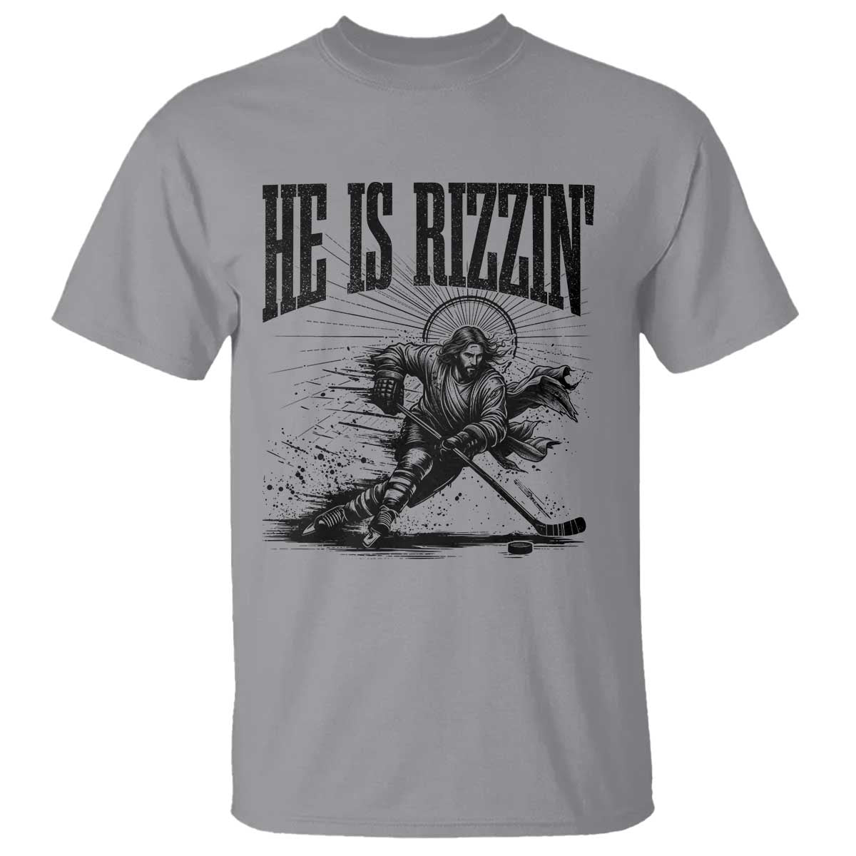 Funny Jesus Hockey T Shirt He Is Rizzin'