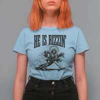 Funny Jesus Hockey T Shirt For Women He Is Rizzin'