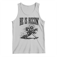 Funny Jesus Hockey Tank Top He Is Rizzin'