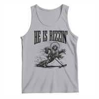 Funny Jesus Hockey Tank Top He Is Rizzin'
