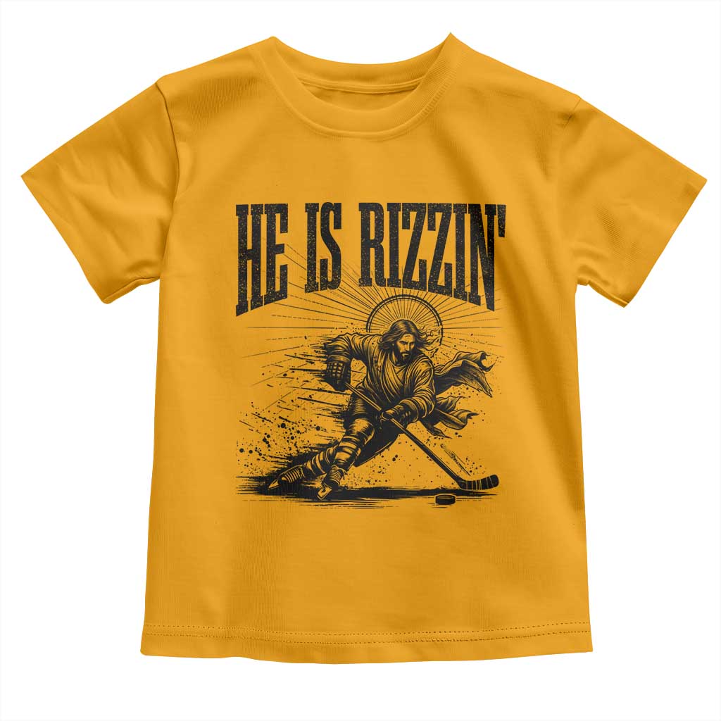 Funny Jesus Hockey Toddler T Shirt He Is Rizzin'