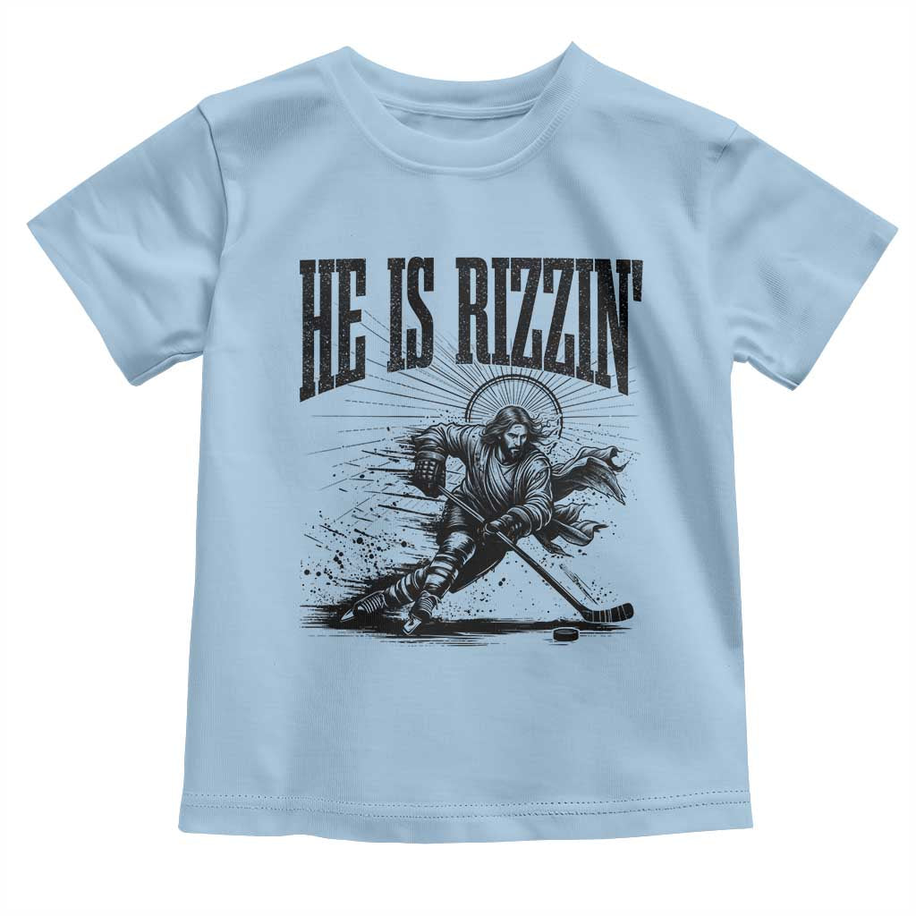 Funny Jesus Hockey Toddler T Shirt He Is Rizzin'