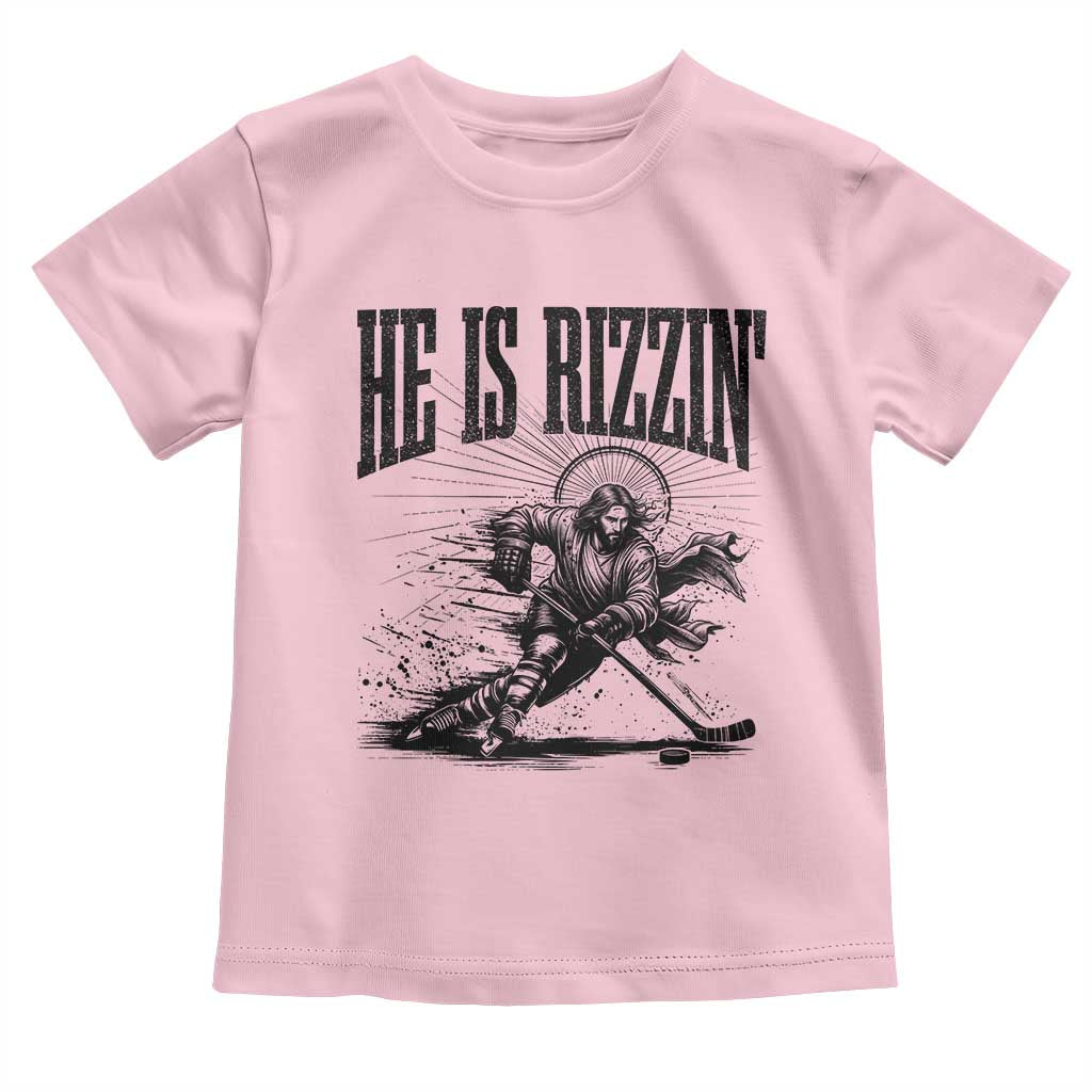 Funny Jesus Hockey Toddler T Shirt He Is Rizzin'