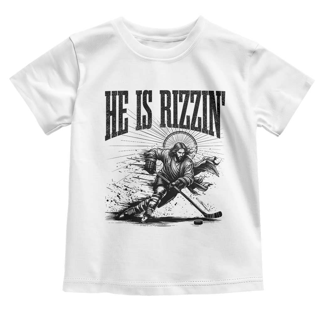 Funny Jesus Hockey Toddler T Shirt He Is Rizzin'