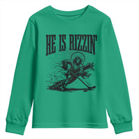 Funny Jesus Hockey Youth Sweatshirt He Is Rizzin'