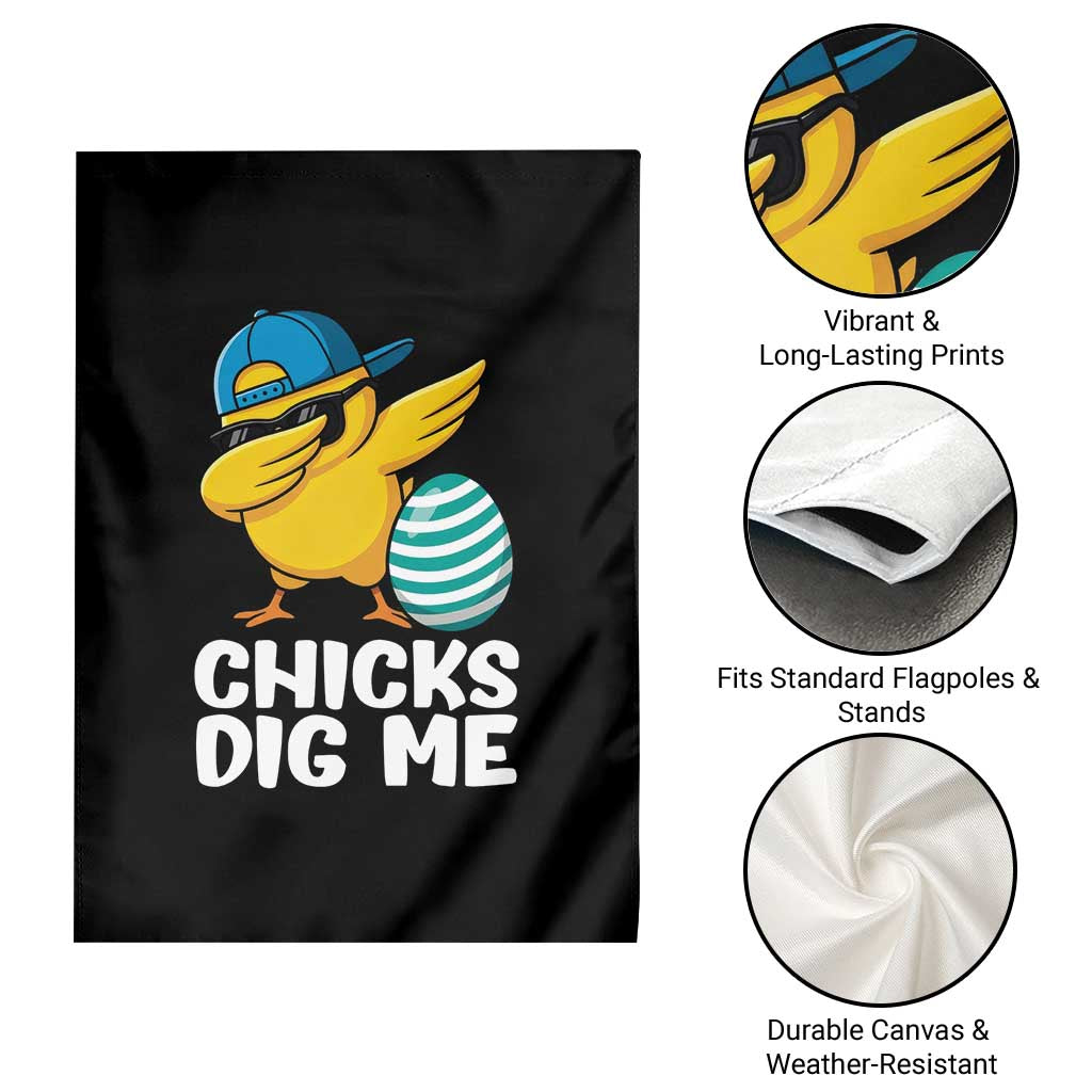 Easter Chicks Dig Me Garden Flag Cute Chicken Dabbing Egg Hunt Toddler