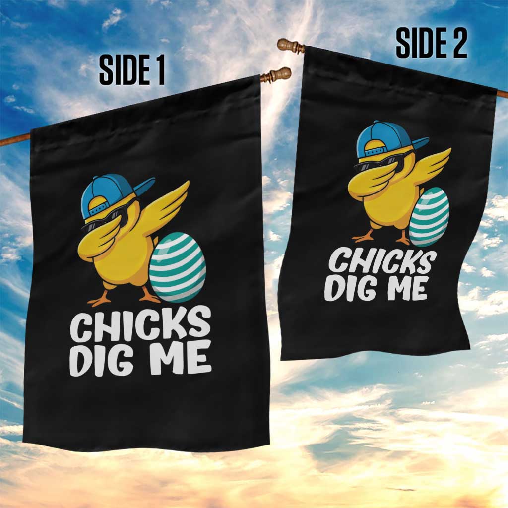 Easter Chicks Dig Me Garden Flag Cute Chicken Dabbing Egg Hunt Toddler