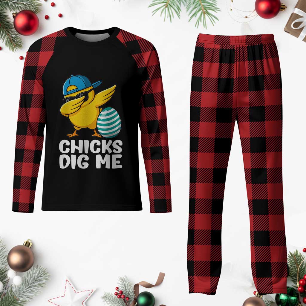 Easter Chicks Dig Me Plaid Pajama Set Cute Chicken Dabbing Egg Hunt Toddler