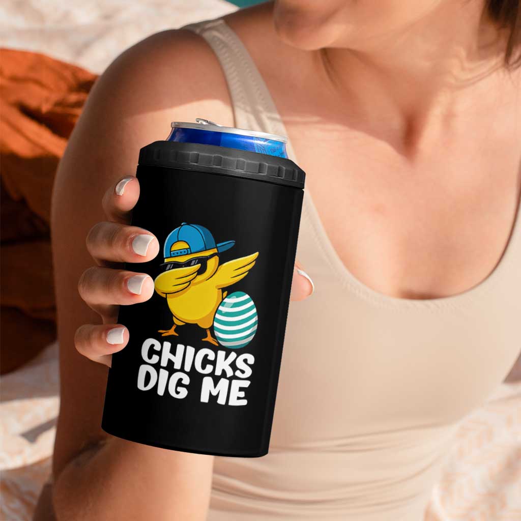 Easter Chicks Dig Me 4 in 1 Can Cooler Tumbler Cute Chicken Dabbing Egg Hunt Toddler