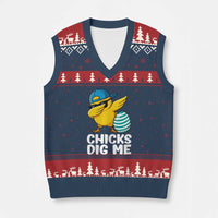 Easter Chicks Dig Me V-Neck Knit Sweater Vest Cute Chicken Dabbing Egg Hunt Toddler