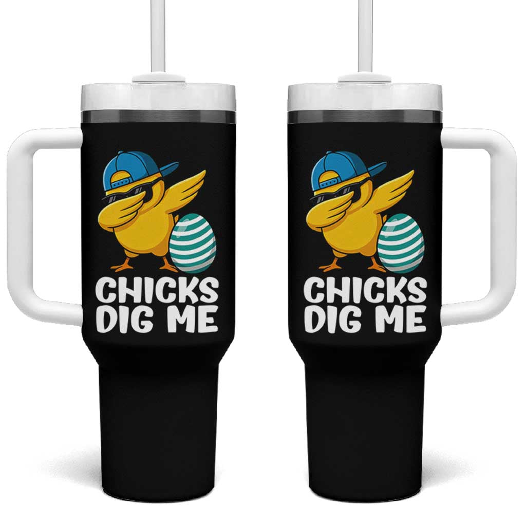 Easter Chicks Dig Me Tumbler With Handle Cute Chicken Dabbing Egg Hunt Toddler
