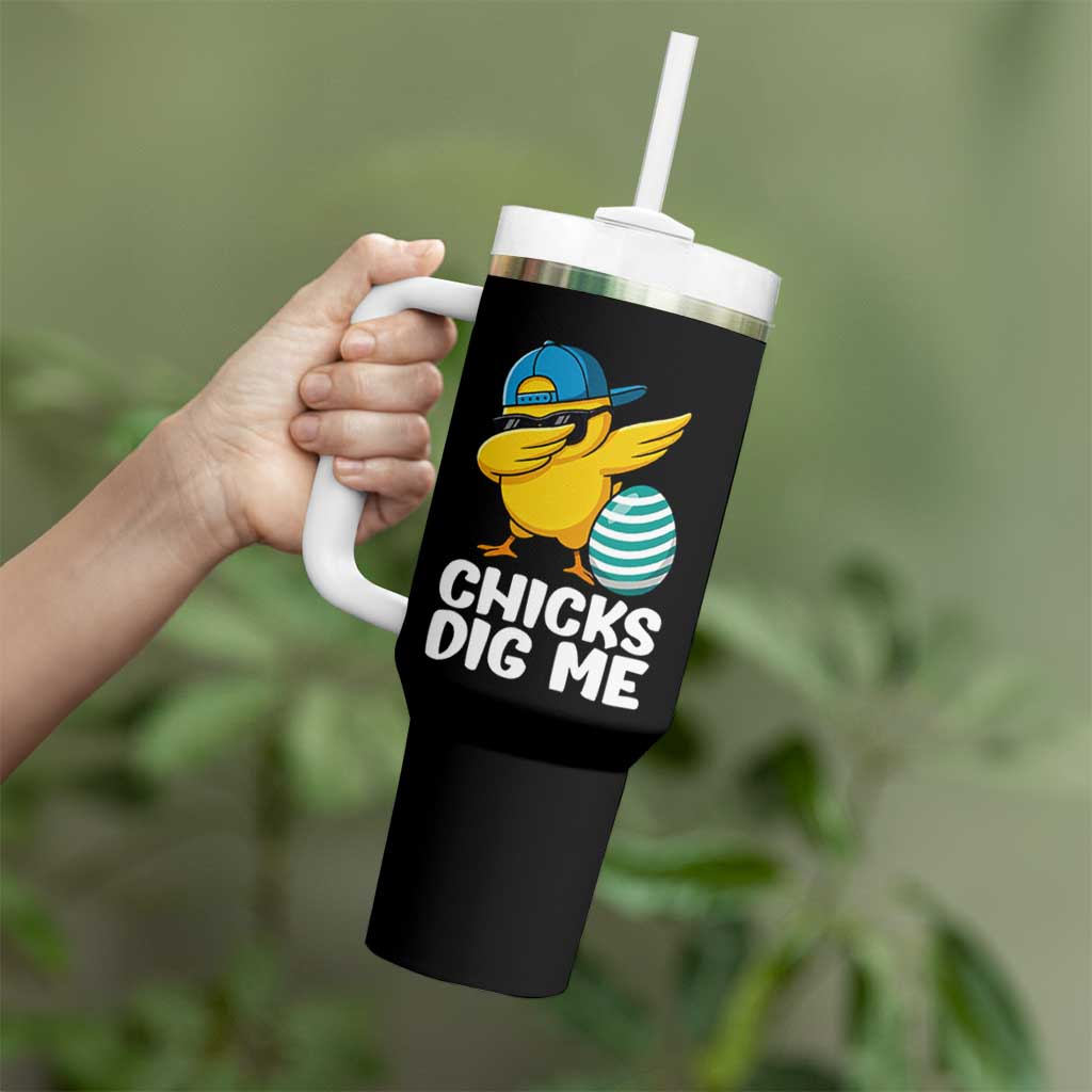 Easter Chicks Dig Me Tumbler With Handle Cute Chicken Dabbing Egg Hunt Toddler