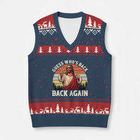 Funny Jesus Easter V-Neck Knit Sweater Vest Guess Who's Back? Back Again Easter