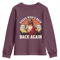 Funny Jesus Easter Youth Sweatshirt Guess Who's Back? Back Again Easter