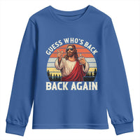 Funny Jesus Easter Youth Sweatshirt Guess Who's Back? Back Again Easter
