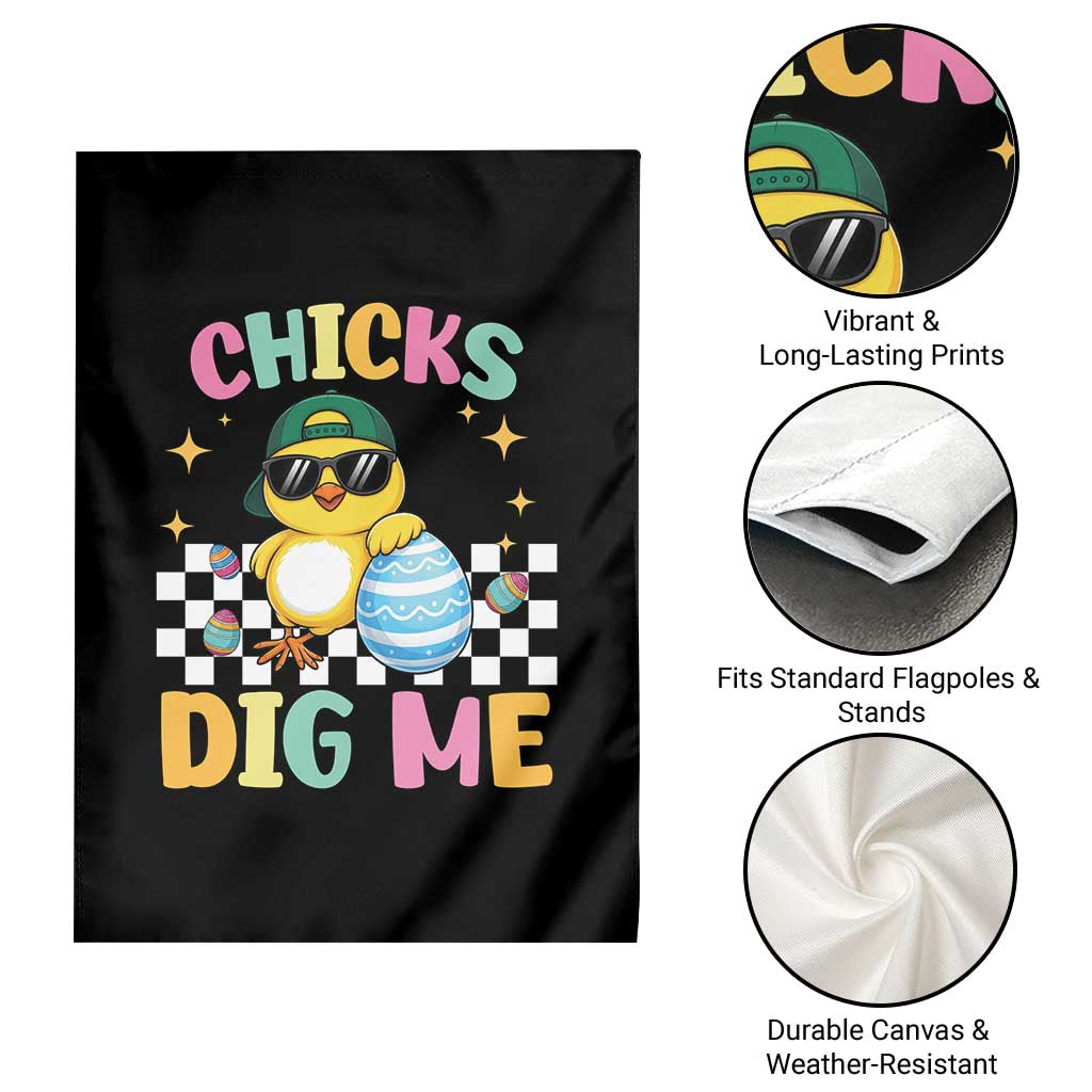 Chicks Dig Me Garden Flag Funny Easter Chick