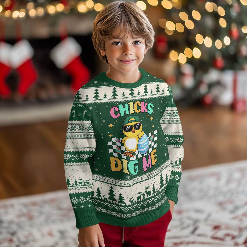 Chicks Dig Me Ugly Christmas Sweater Funny Easter Chick