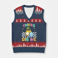 Chicks Dig Me V-Neck Knit Sweater Vest Funny Easter Chick