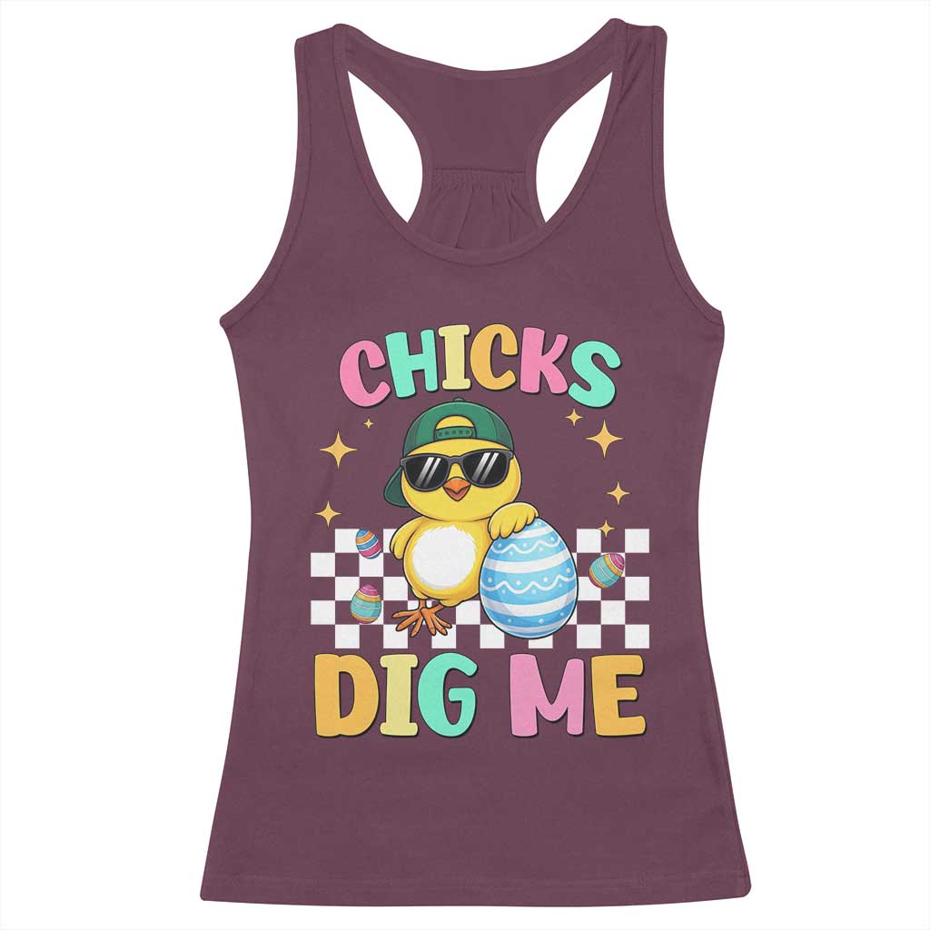 Chicks Dig Me Racerback Tank Top Funny Easter Chick