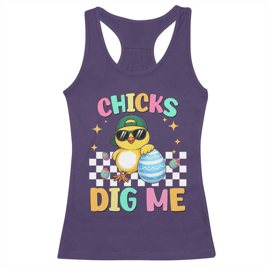 Chicks Dig Me Racerback Tank Top Funny Easter Chick