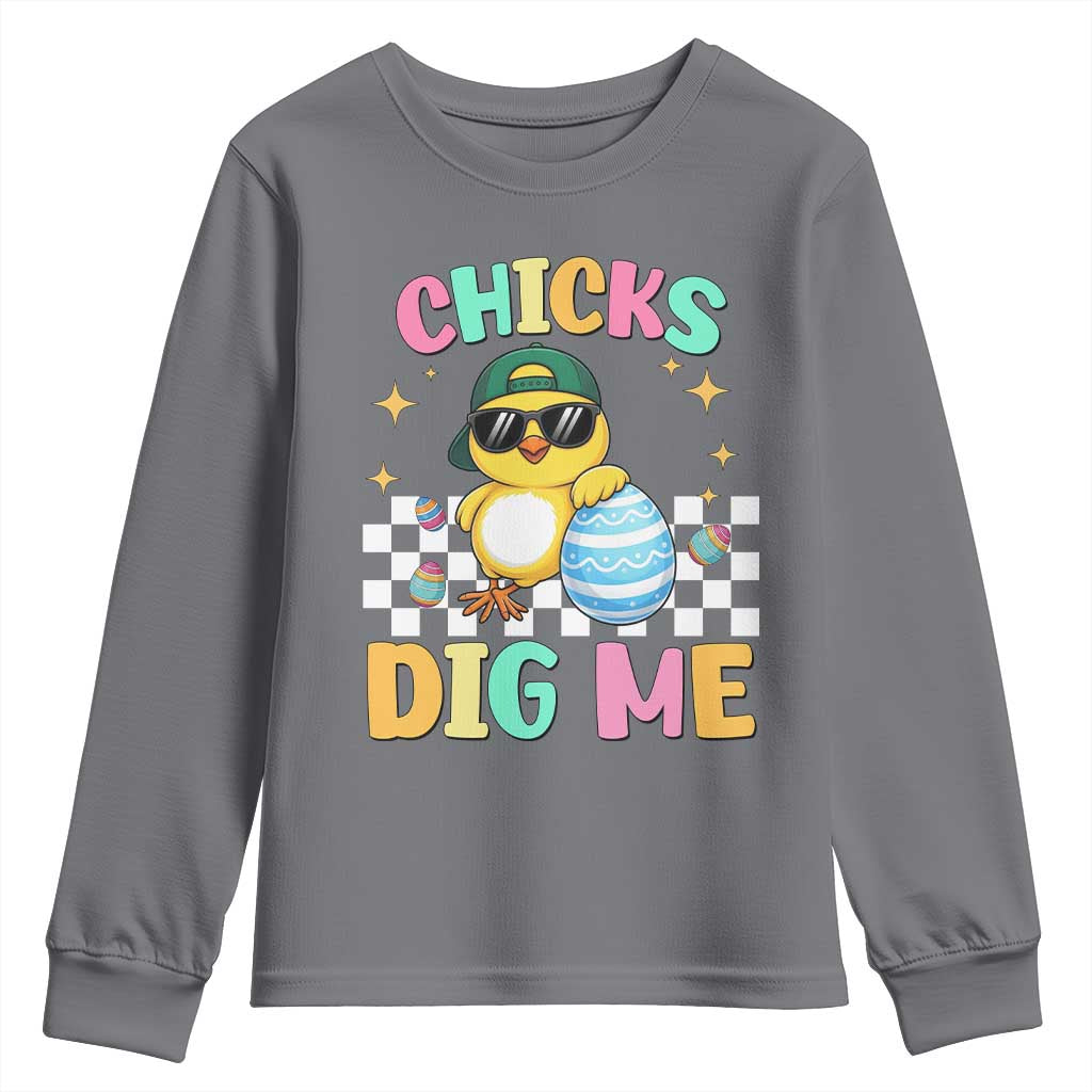 Chicks Dig Me Youth Sweatshirt Funny Easter Chick