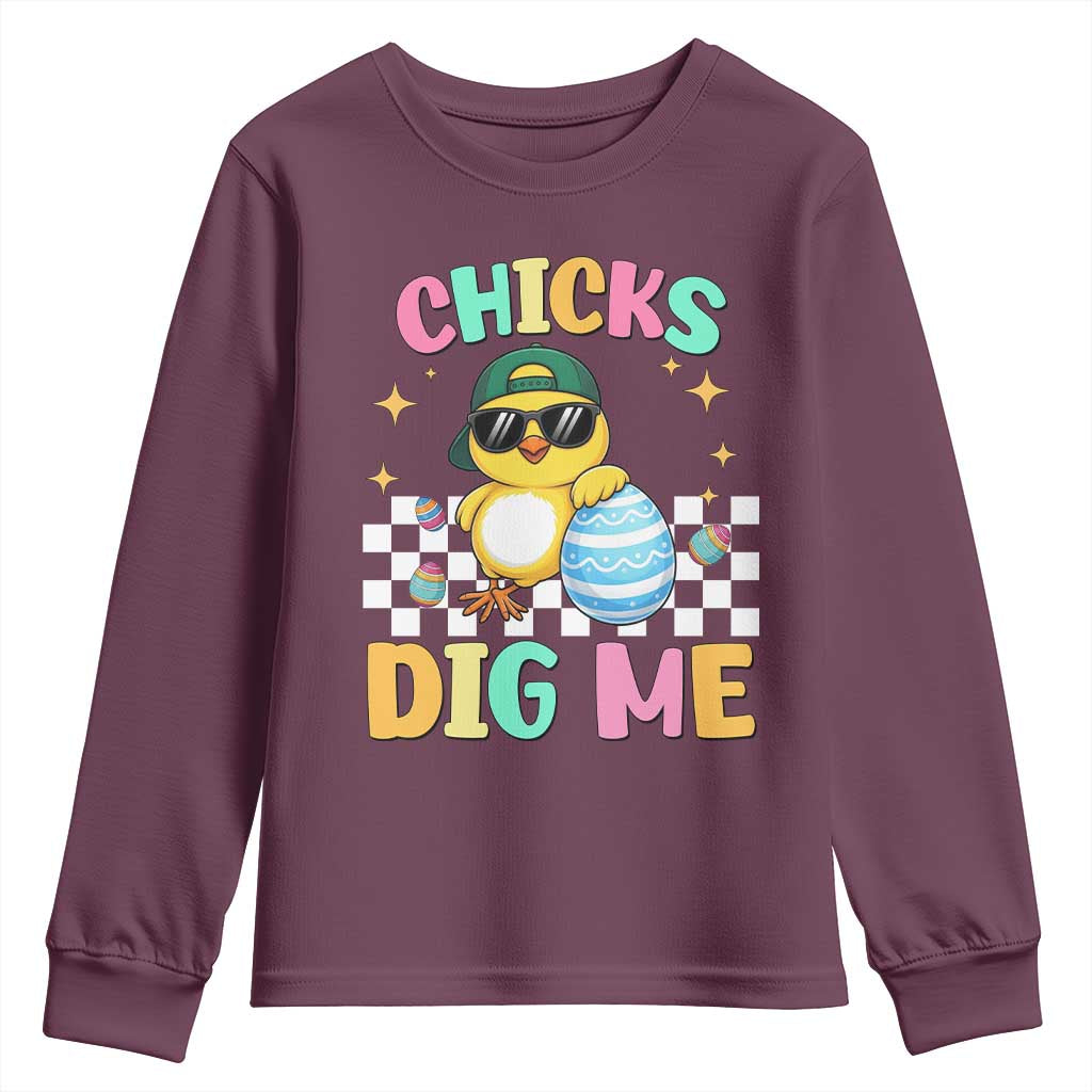 Chicks Dig Me Youth Sweatshirt Funny Easter Chick