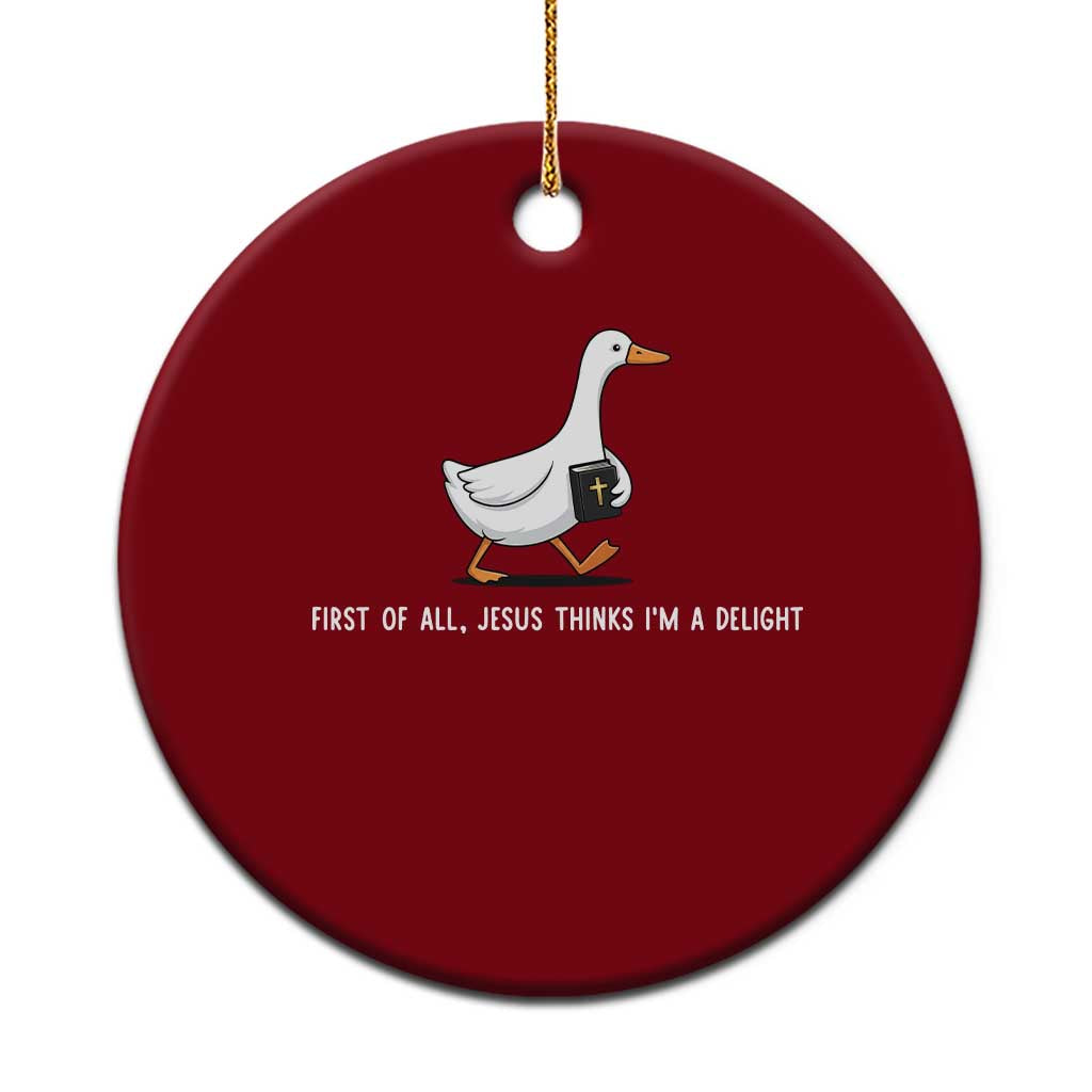 Jesus Thinks I'm A Delight Ceramic Ornament Funny Christian Goose Sarcastic