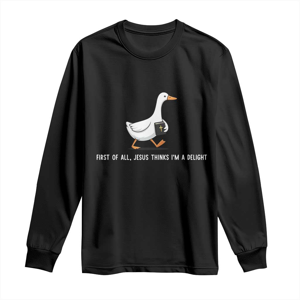 Jesus Thinks I'm A Delight Long Sleeve Shirt Funny Christian Goose Sarcastic