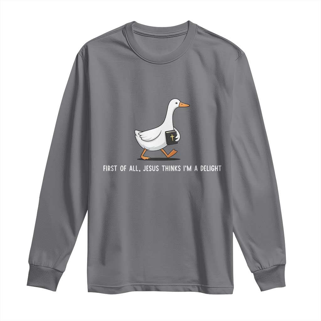 Jesus Thinks I'm A Delight Long Sleeve Shirt Funny Christian Goose Sarcastic